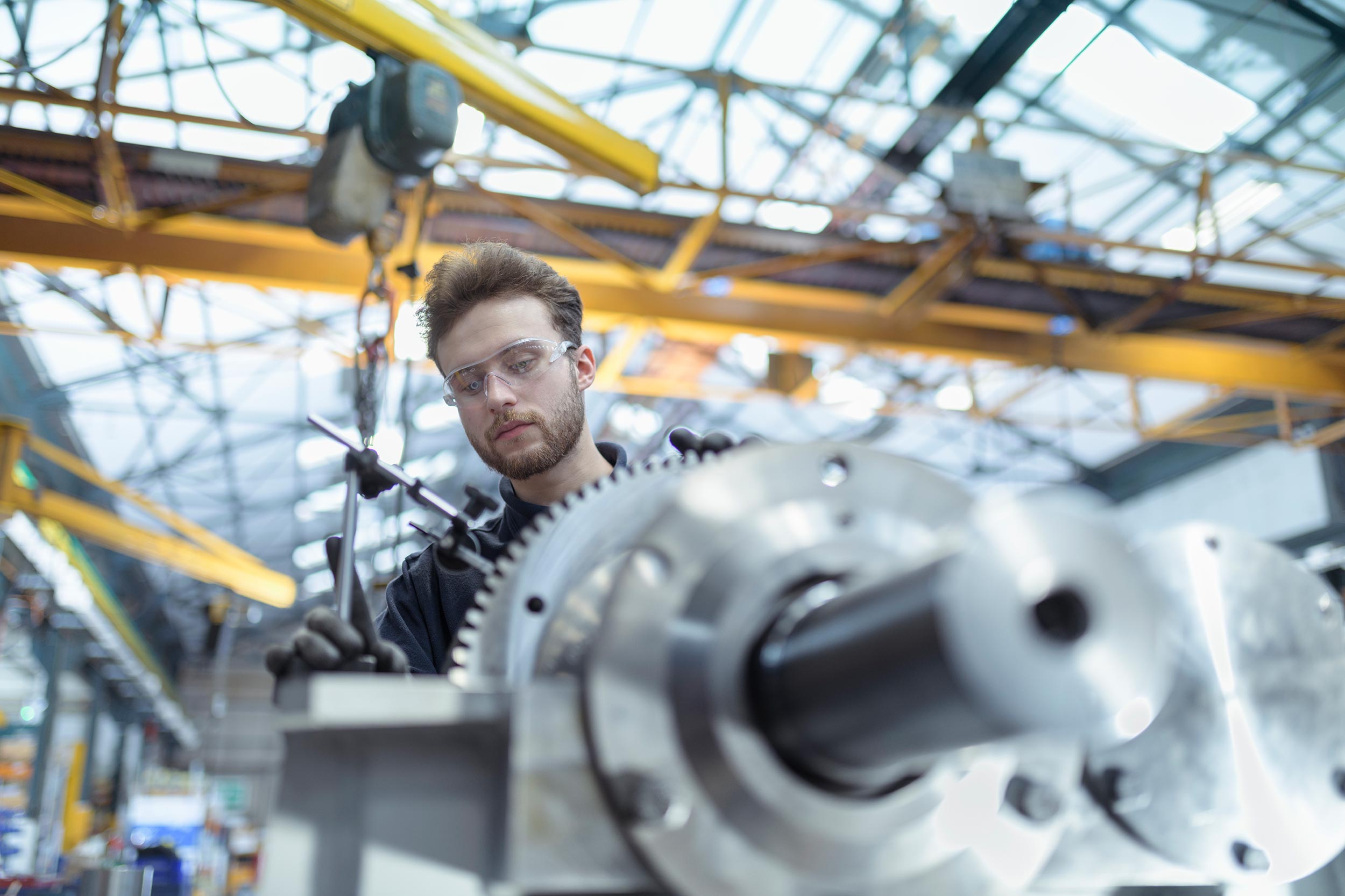 Engineer assembling MOVICON gear unit (gearbox)